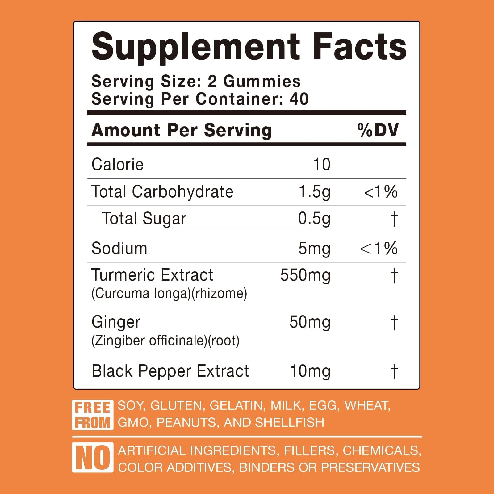 Turmeric Curcumin Gummies with Ginger & Black Pepper – 2 Pack (Vegan, Gelatin-Free)