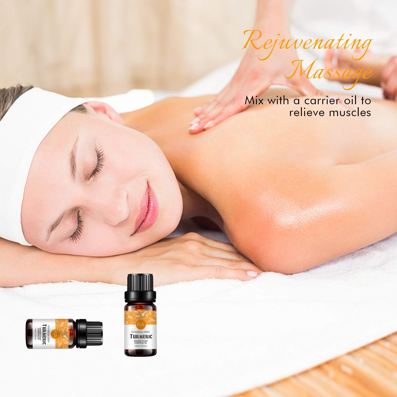 2-Pack Turmeric Essential Oil 100% Pure Organic Plant Oil for Diffuser, Hair & Skin Care - 2x10ml | Rainbow Abby
