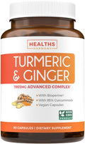Turmeric and Ginger Supplement (Non-GMO) 1980mg Serving – Curcumin 95% with Black Pepper Bioperine, Ginger Extract, 90 Capsules