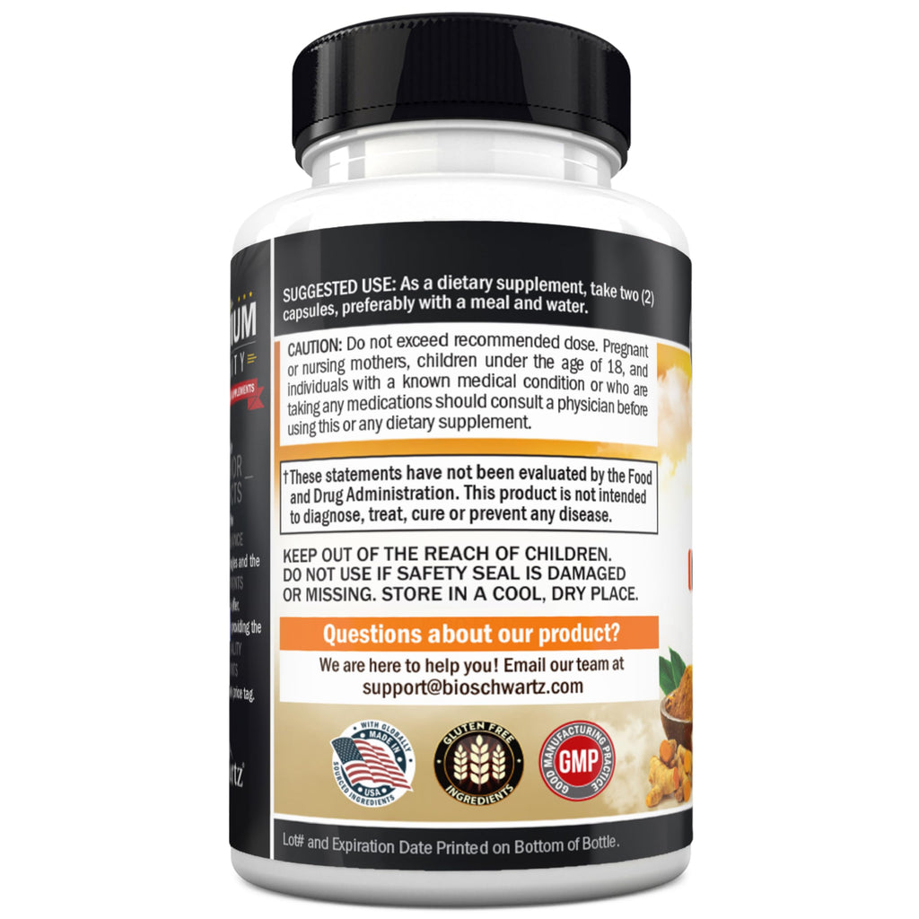 Turmeric Curcumin & Ginger Supplement with BioPerine – 95% Curcuminoids, Gluten-Free, 60 Capsules