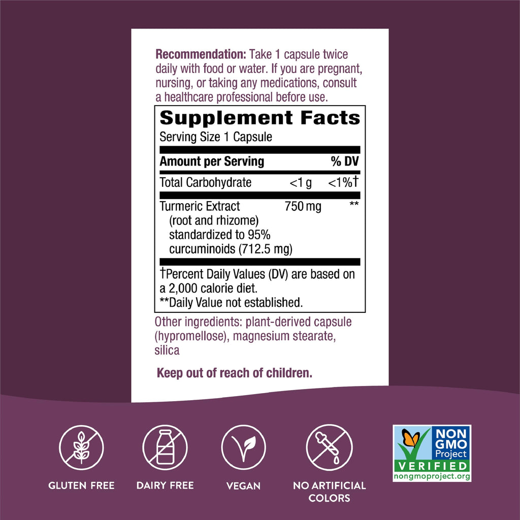 Nature's Way Turmeric Max Potency Premium Extract – Joint Support* (60 Vegan Capsules, Pack of 2)