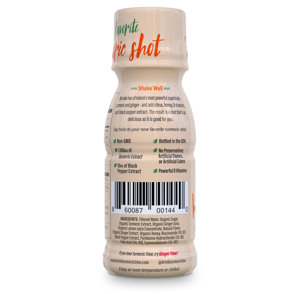 Turmeric Time Turmeric Shots – Ginger, Citrus & Honey, 12 Pack | Non-GMO