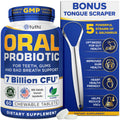 Tuthi Oral Probiotics & Tongue Scraper – Bad Breath Treatment for Adults – Dental Probiotics for Teeth and Gums – Supports Fresh Breath – 60 Chewable Tablets