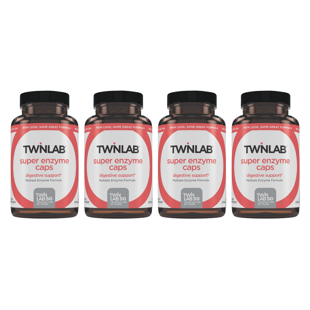Twinlab Super Enzyme Caps – Digestive Enzymes for Constipation, 50 Caps (4-Pack)