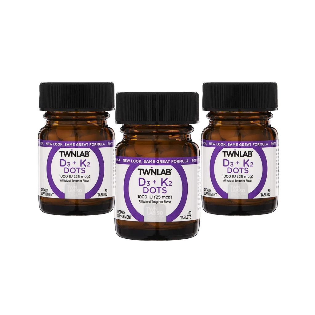 Twinlab Vit D3 1000 IU & K2 Dots, 3 Pack - Vitamin D3 + K2