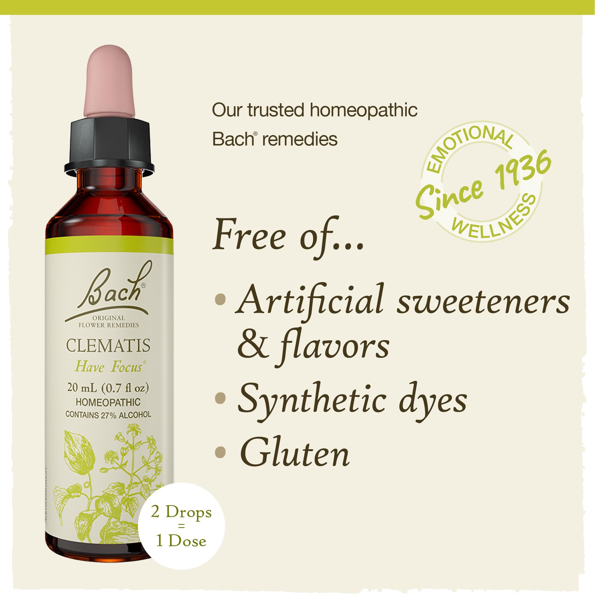 Bach Clematis Have Focus - Original Flower Remedies | 20mL Dropper