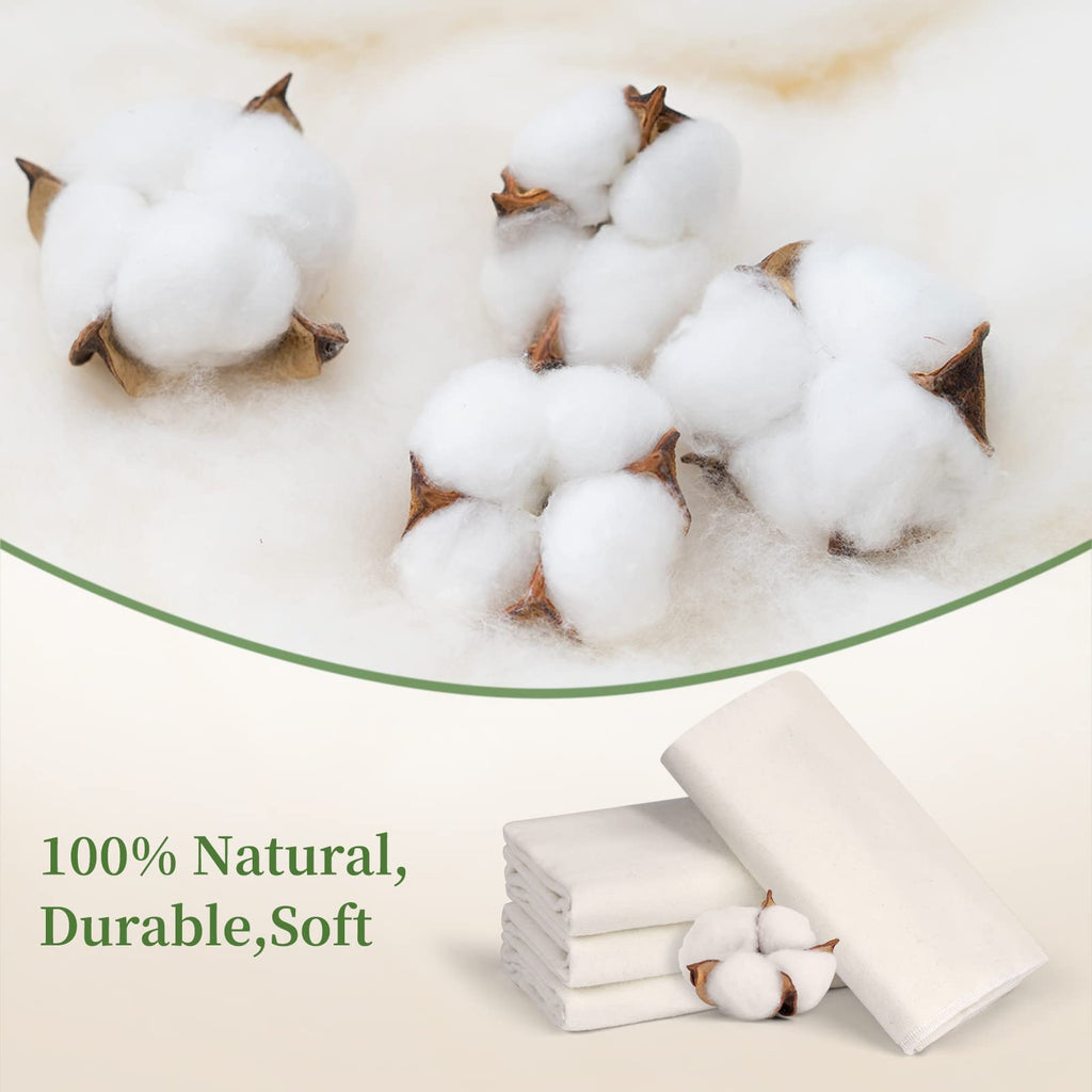 2Pcs Organic Cotton Flannel for Castor Oil Pack - Unbleached, Reusable