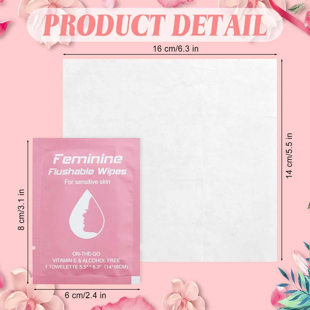 twoworld 200 Feminine Wipes Flushable Travel Wipes for Women | Individually Wrapped