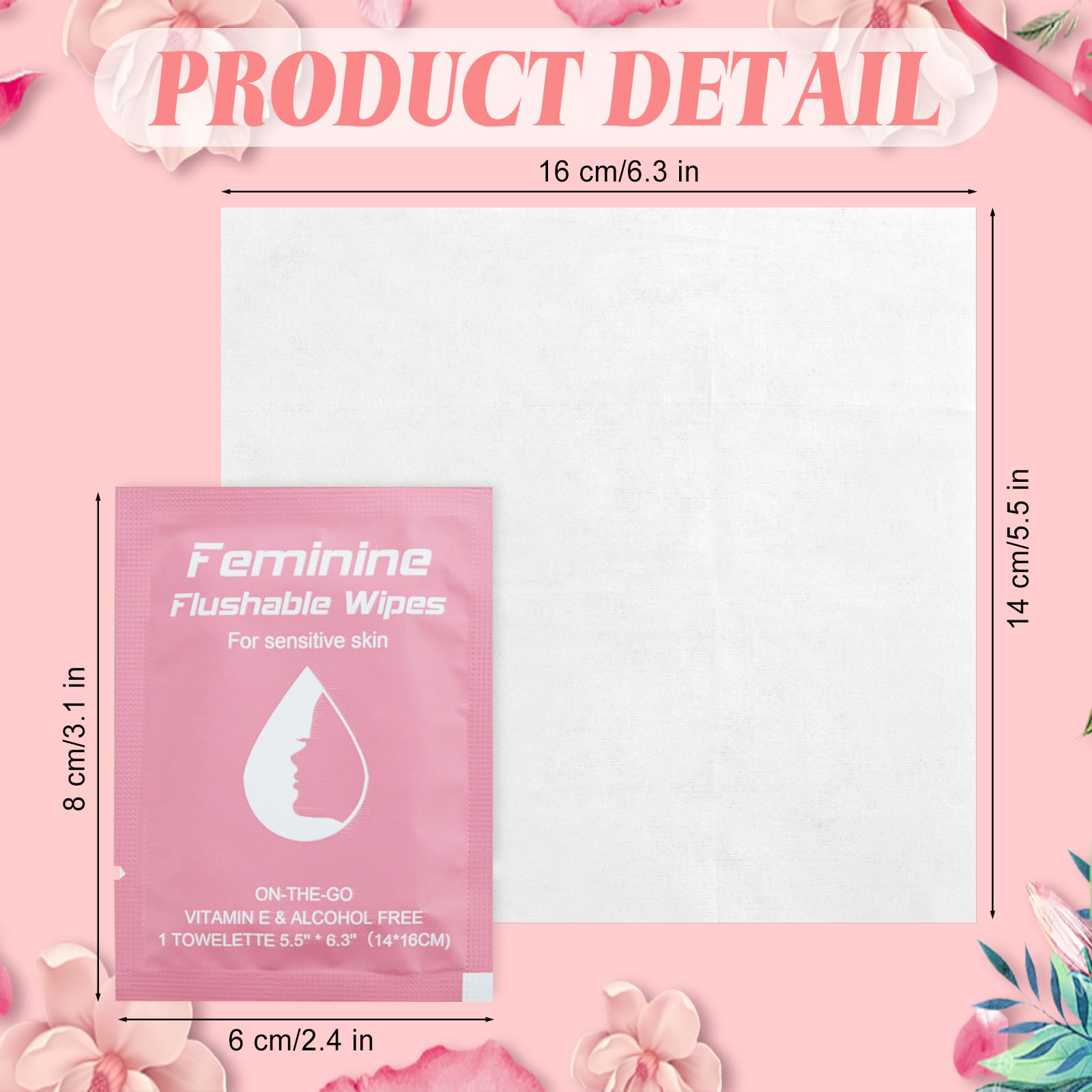 twoworld 200 Feminine Wipes Flushable Travel Wipes for Women | Individually Wrapped