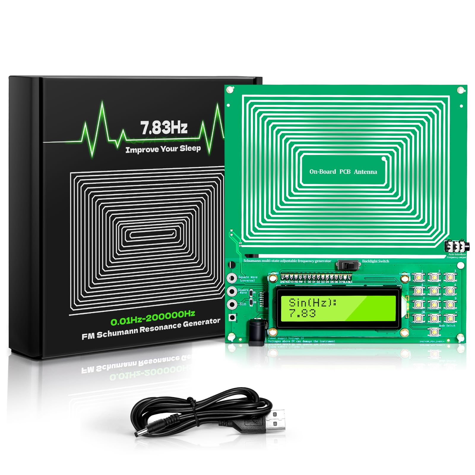 Twxire Adjustable Schumann Resonance Generator (0.01Hz-20kHz) | Sleep Aid, Stress Relief, Meditation & USB Powered