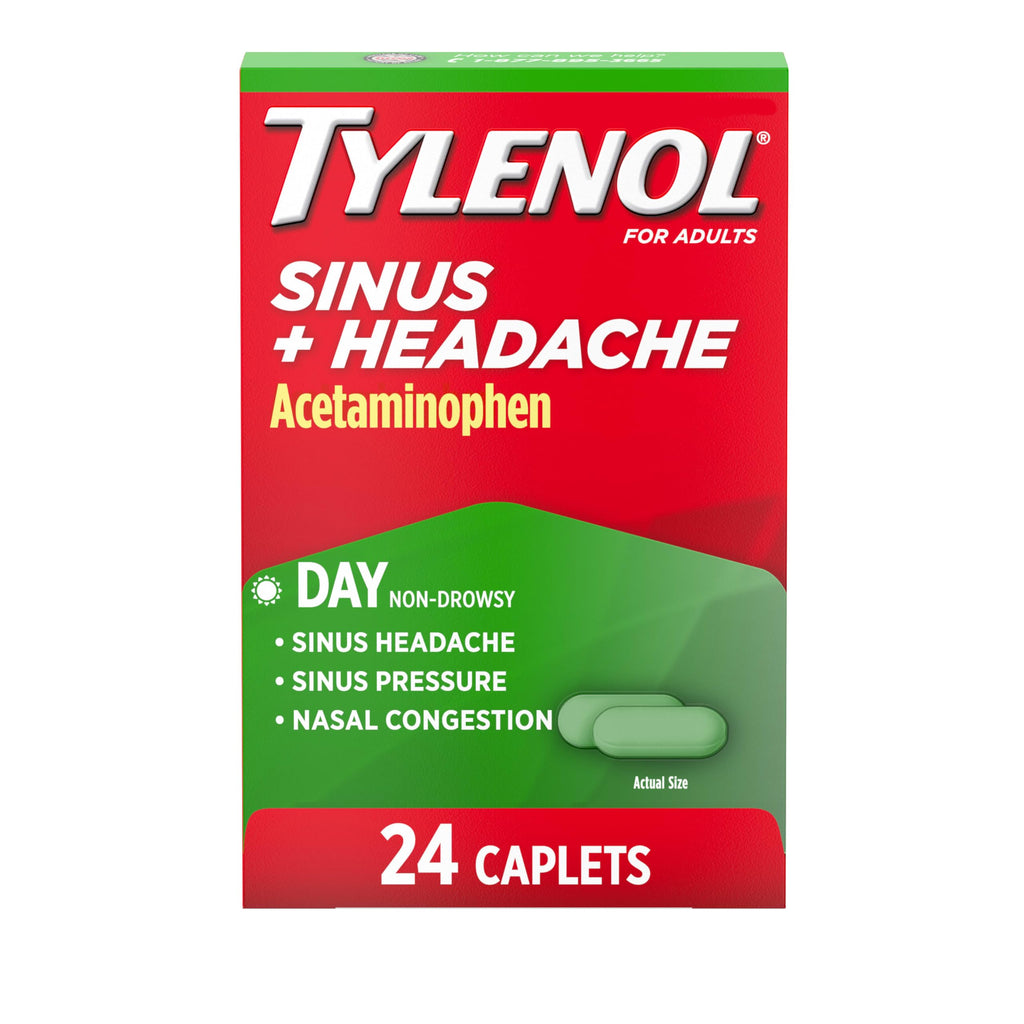 Tylenol Sinus + Headache Daytime Caplets — Non-Drowsy Sinus Relief & Headache Pain (24 ct)