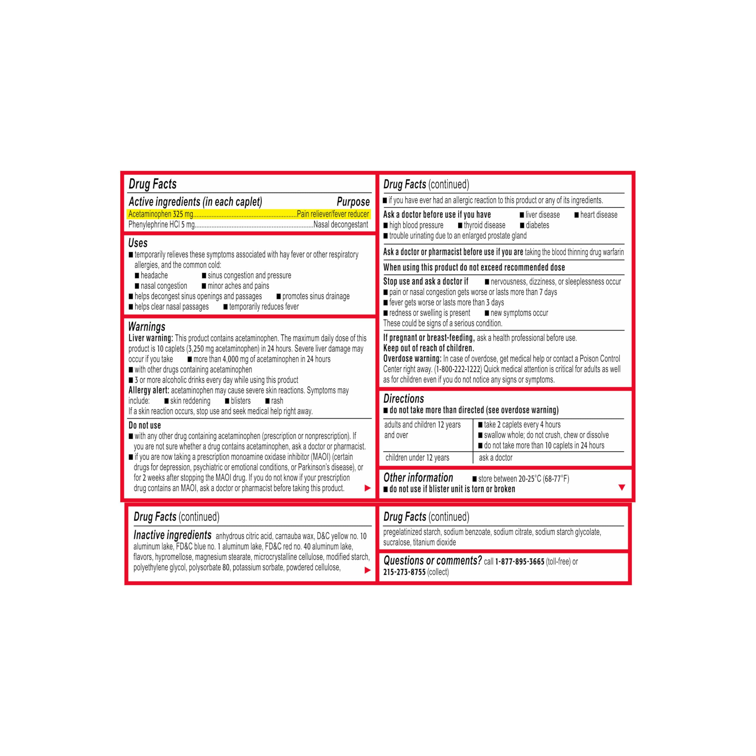 Tylenol Sinus + Headache Daytime Caplets — Non-Drowsy Sinus Relief & Headache Pain (24 ct)