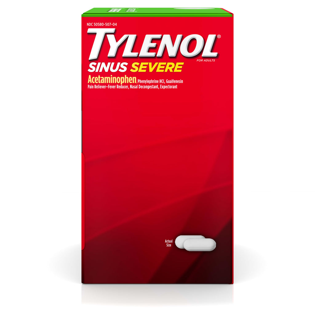 Tylenol Sinus Severe Daytime Caplets – Non-Drowsy Relief, 50 Travel Packs