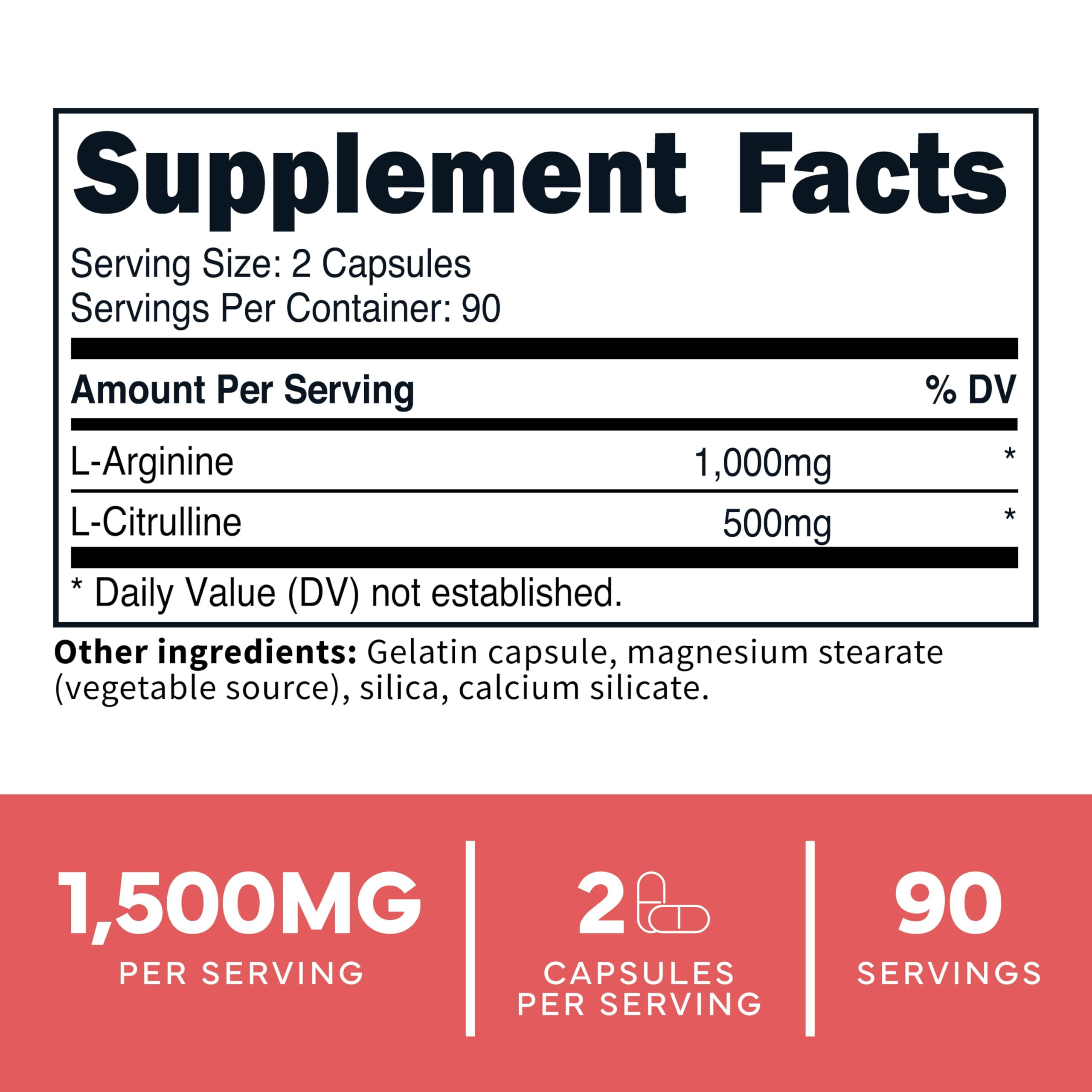 Type Zero L-Arginine + L-Citrulline Supplement (1500mg) – Nitric Oxide Booster | 180 Capsules, 90 Servings