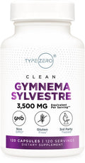Type Zero Clean Gymnema Sylvestre Capsules – 120 Servings, 3,500 MG/Serving | Non-GMO, Gluten Free