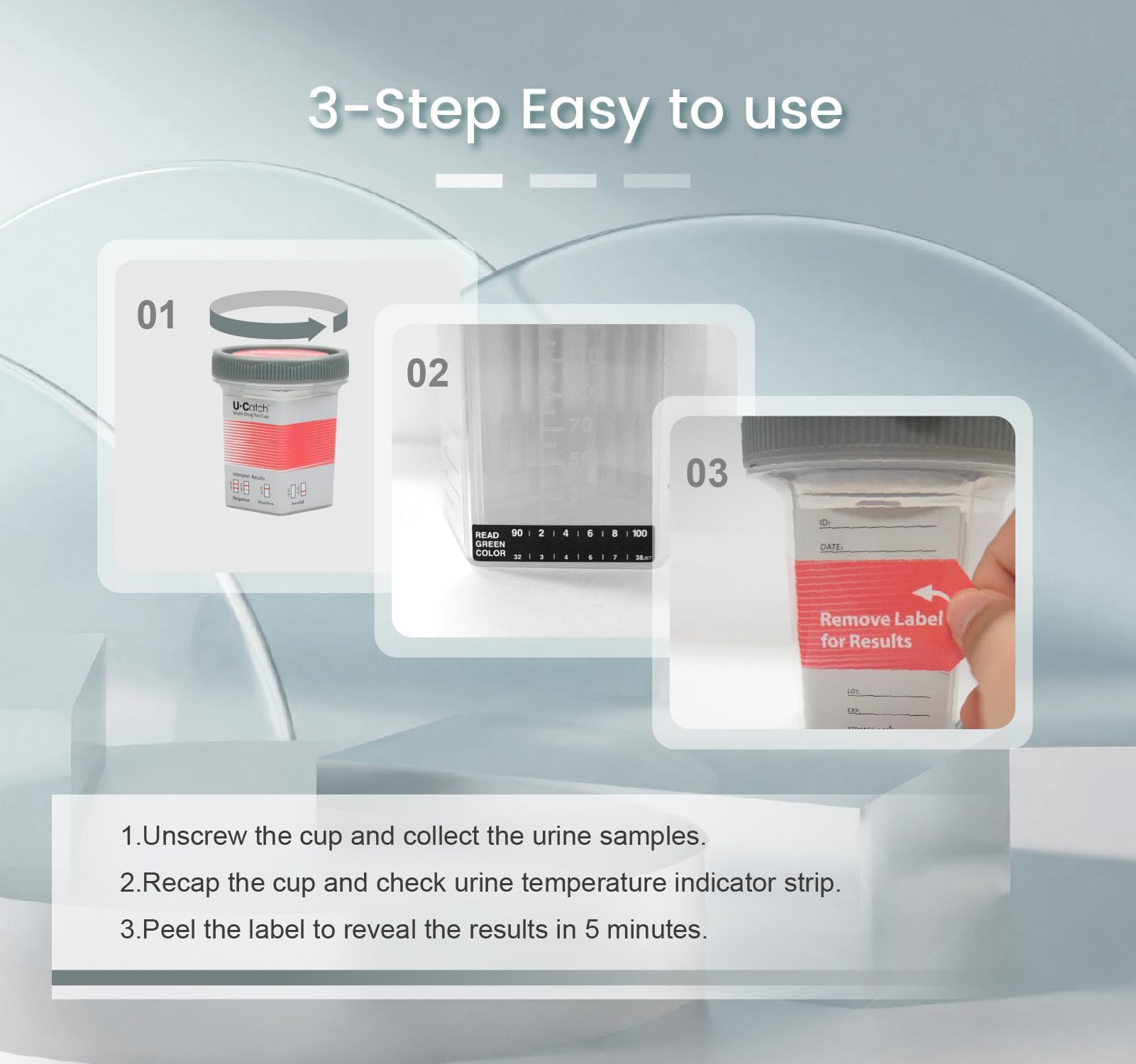 U Catch 5 Pack 12-Panel Drug Test Kit – Temperature Strip Urine Cup
