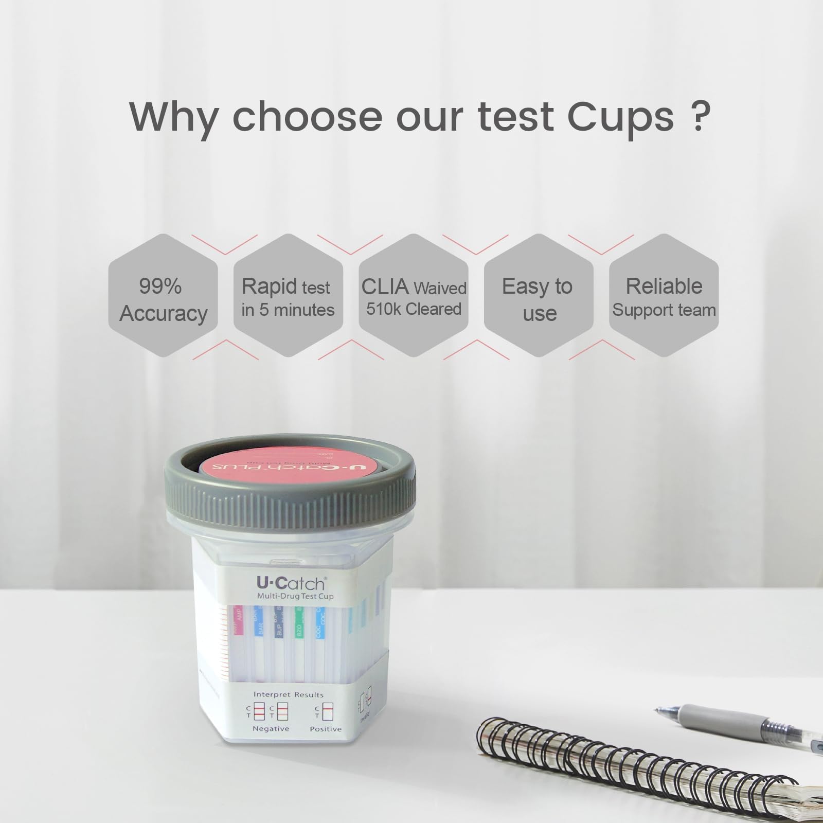 U Catch 5 Pack 12-Panel Drug Test Kit – Temperature Strip Urine Cup