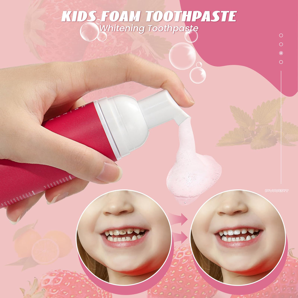 Kids Foam Toothpaste Fluoride Free - Watermelon & Strawberry Mint for U-Shaped Toothbrush