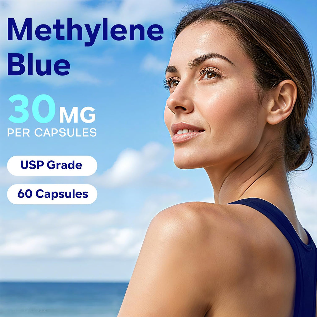 UBEEKOO 30mg Methylene Blue Capsules – Vitamin C & Organic Cacao, 60 Vegan