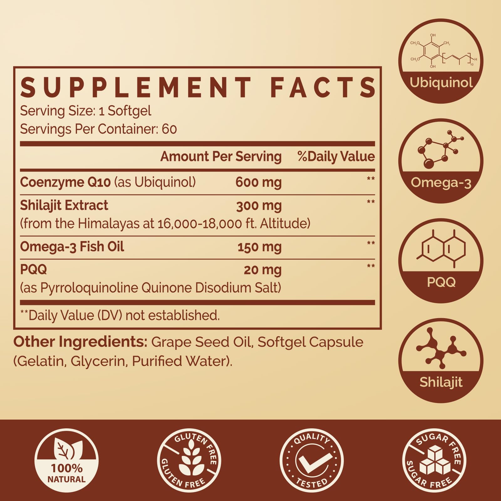 Ciaceae Ubiquinol CoQ10 600 mg Softgels with Omega-3 & Shilajit + PQQ – Dual-Delivery CoQ10 for Energy, Heart & Brain | 60 Servings