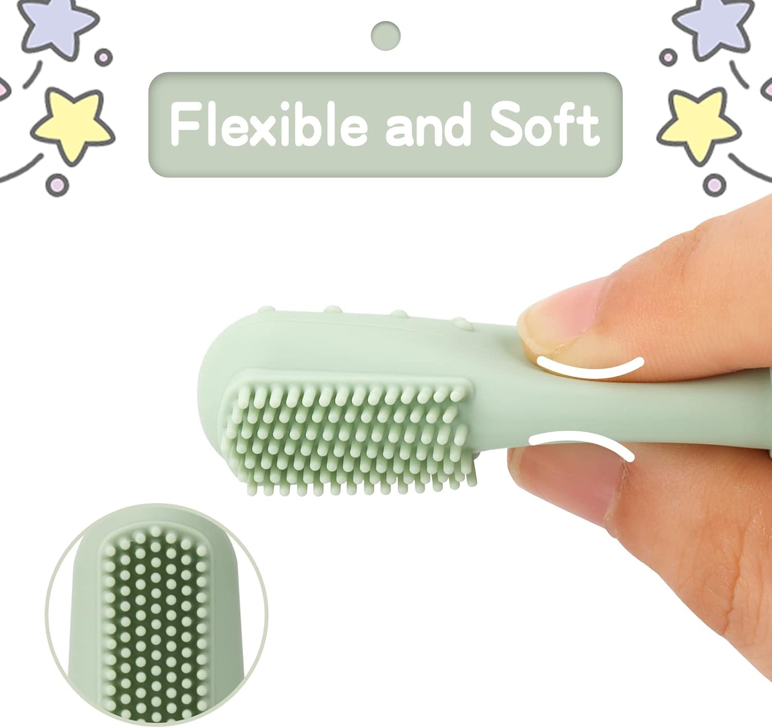 uhfi Baby Toothbrush Kit – 30Pcs + 2 Finger Toothbrushes, Clay/Mint (0-36 Months)