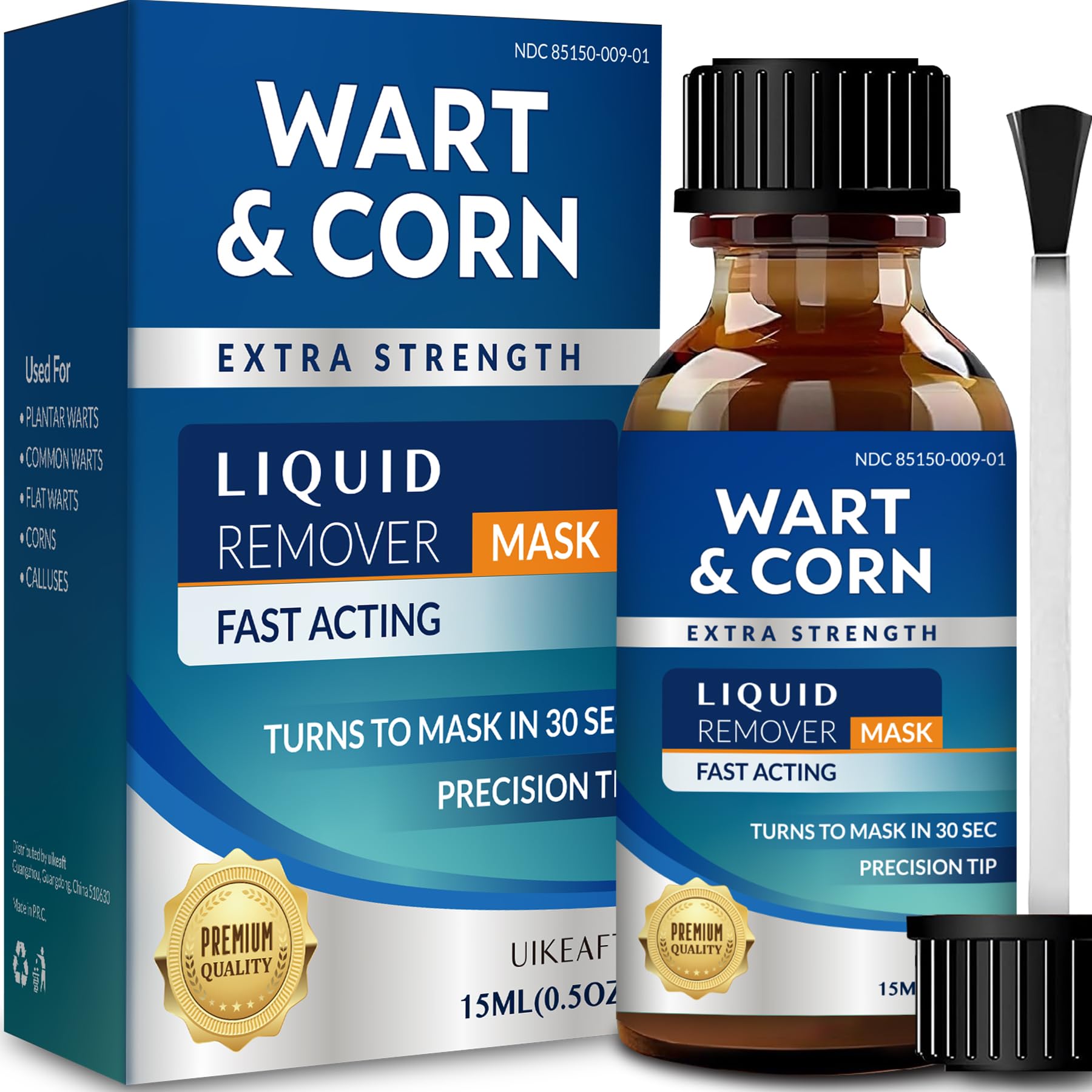 Uikeaft Wart Corn Callus Remover for Feet | Extra Strength Salicylic Acid Liquid 0.5oz (Unscented)