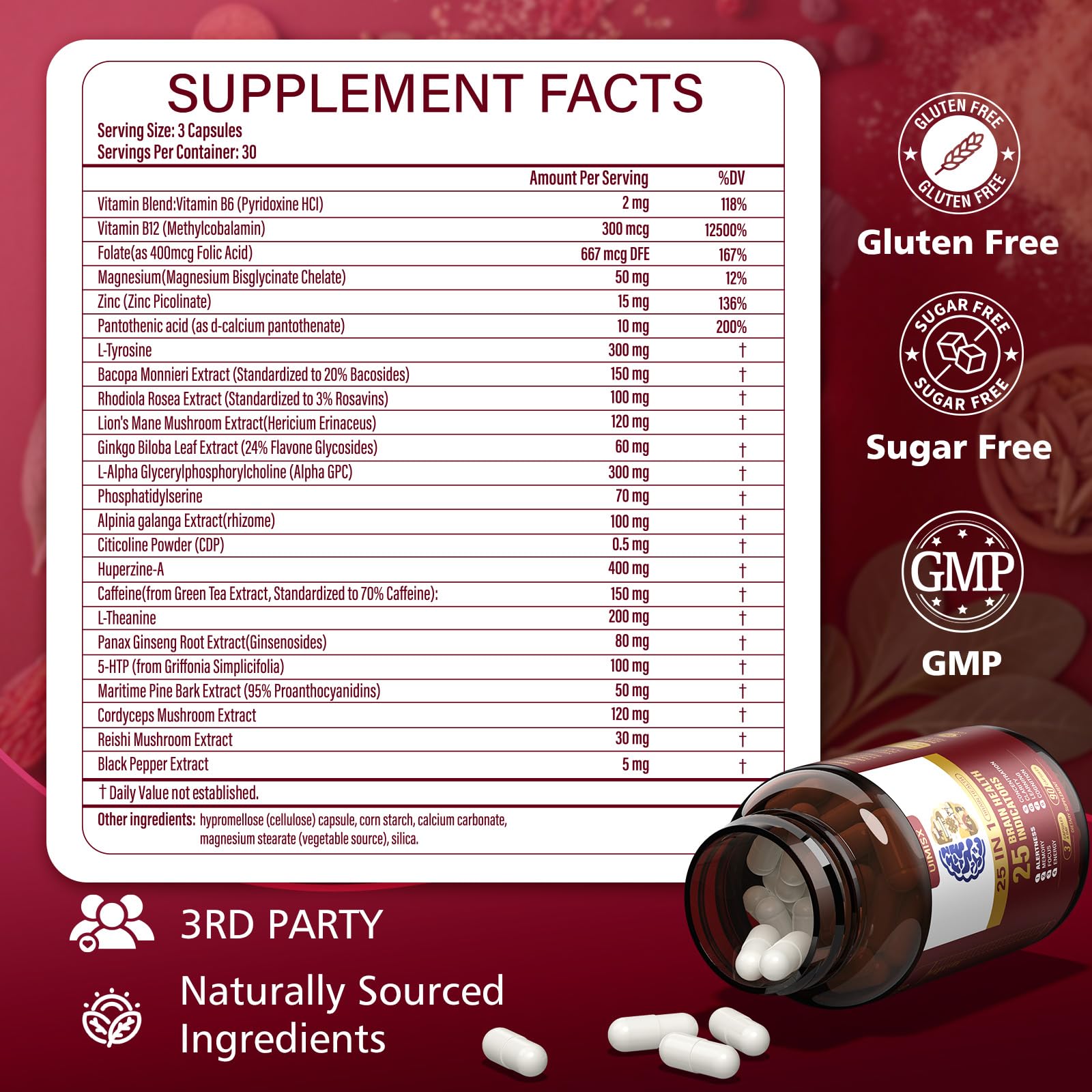 UIMISX Brain Supplement – Mental Alertness, Memory, Focus & Energy | 90 Capsules