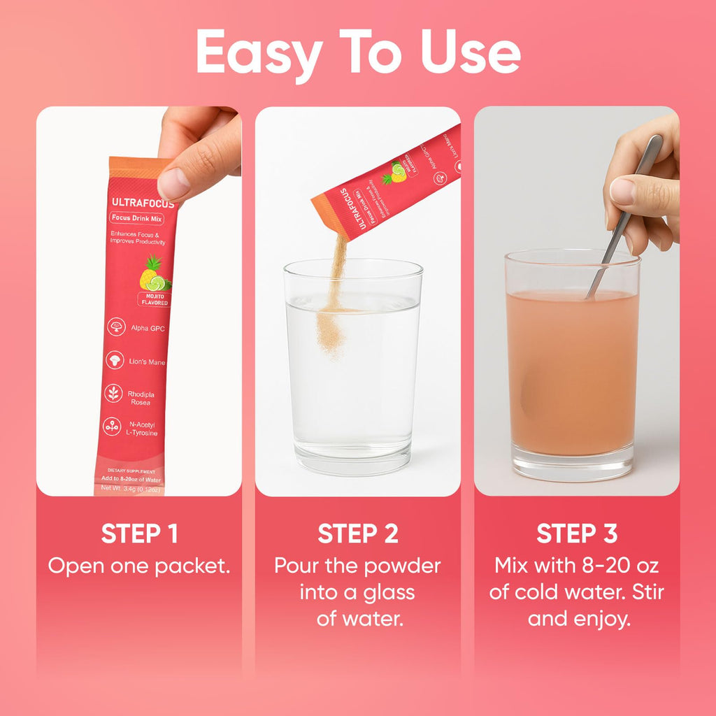 Ulora Ultrafocus Drink Mix – Mojito Flavor | Sugar-Free, 20 Packets for Focus & Clarity