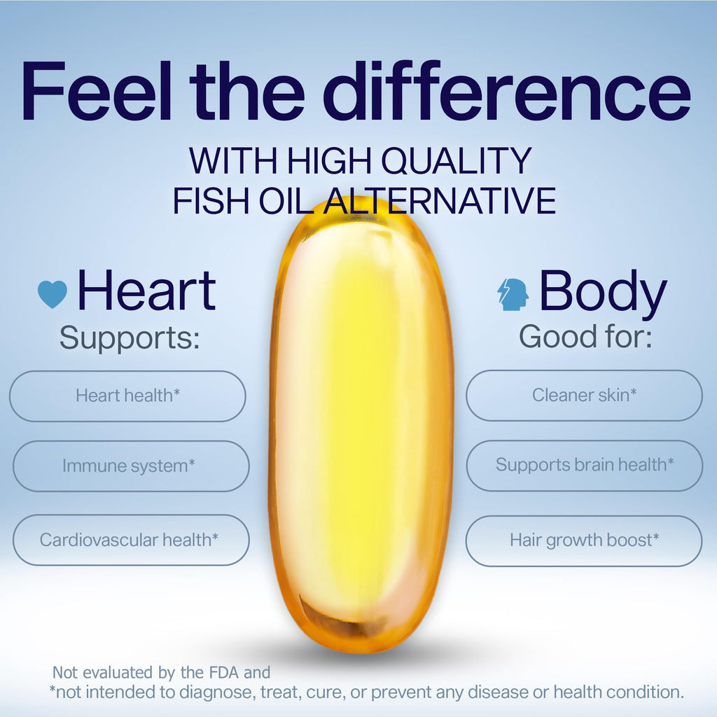 ULTIMATE EFAs YES Plant Based Omega 3 & 6 – Burpless Fish Oil Alternative | 480 Softgels (4 Pack)