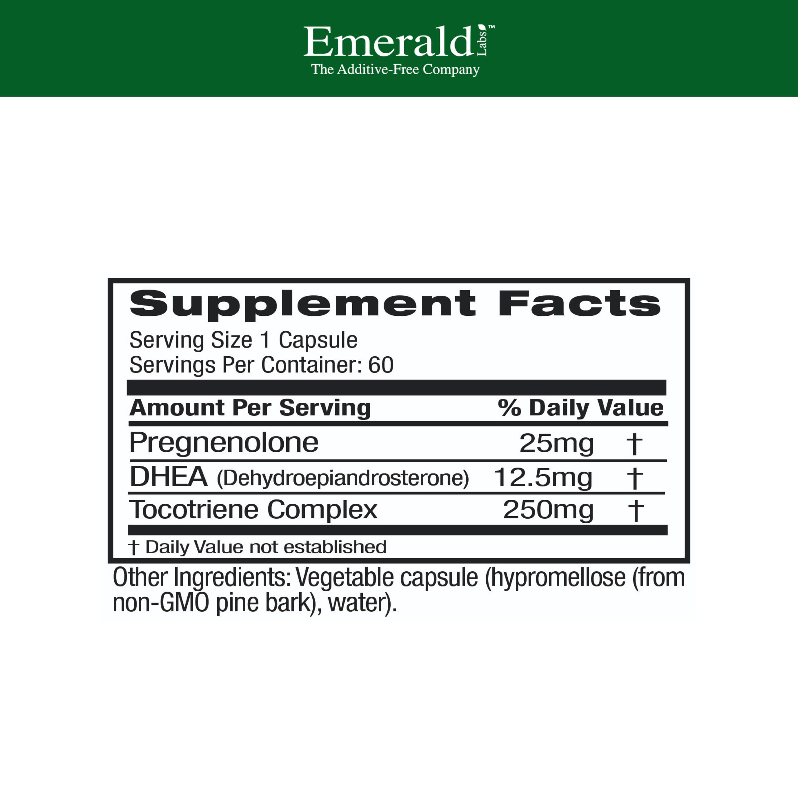 Ultra Botanicals Emerald Labs DHEA 25mg – Adrenal Support, Gluten-Free, 60 Veg Capsules