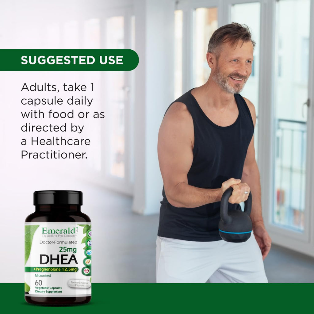 Ultra Botanicals Emerald Labs DHEA 25mg – Adrenal Support, Gluten-Free, 60 Veg Capsules