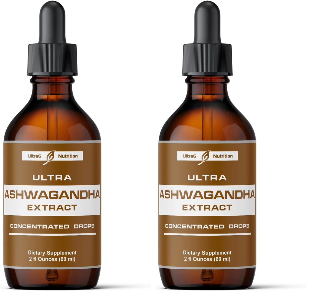 Ultra6 Ashwagandha Liquid Drops – Organic Ashwagandha & Rhodiola (Pack of 2)