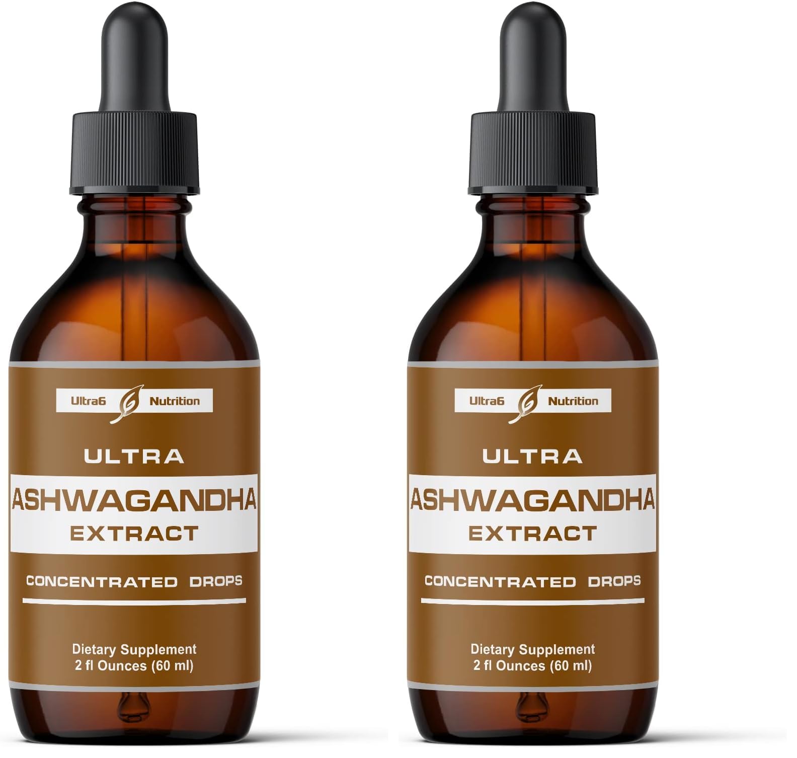 Ultra6 Ashwagandha Liquid Drops – Organic Ashwagandha & Rhodiola (Pack of 2)