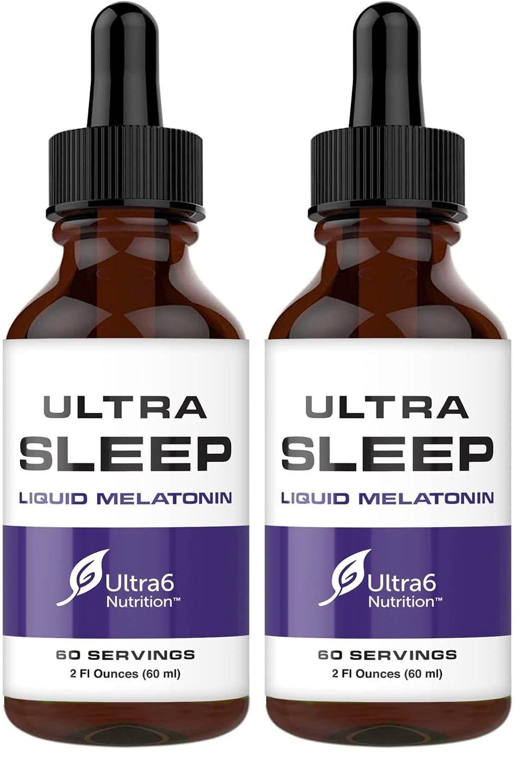 Ultra6 Nutrition Melatonin Drops with Valerian Root – Liquid Sleep Aid for Adults (Pack of 2)