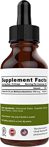Ultra6 Nutrition Vitamin B12 Sublingual Drops – Methylcobalamin, Energy Support, 90-Day Pack (Pack of 2)