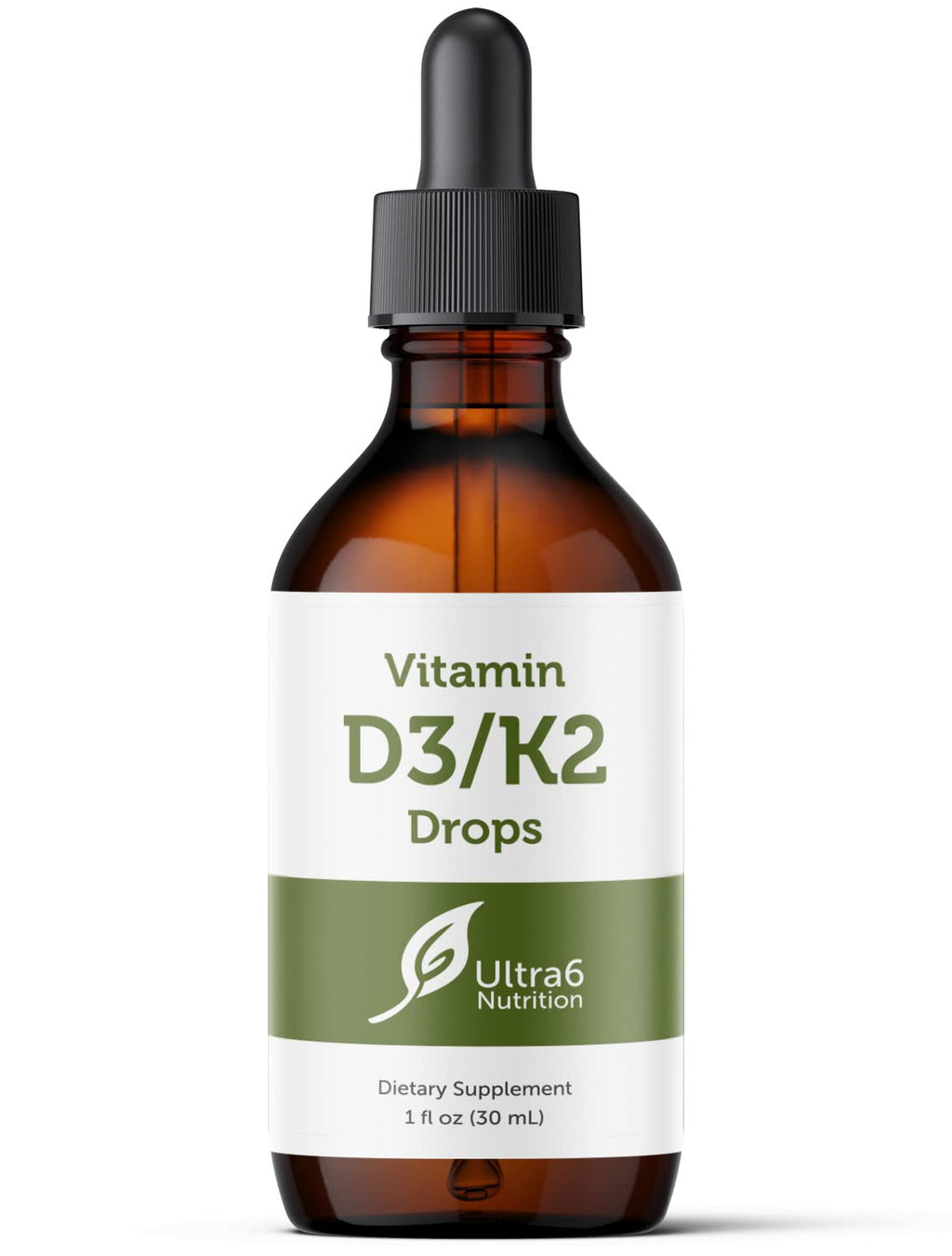Ultra6 Nutrition Vitamin D3 & K2 Drops – Liquid D3 with K2 (USA Made, 30 ml)