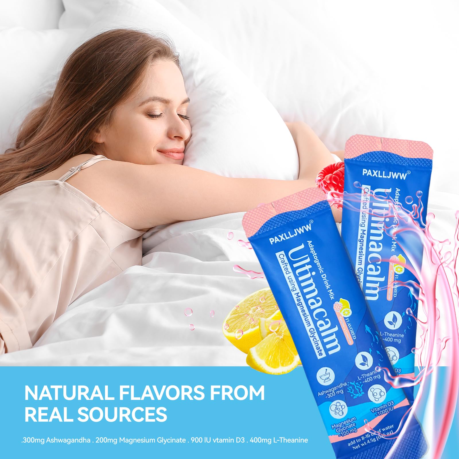 UltraCalm Raspberry Lemonade Sleep & Stress Drink – 30 Servings