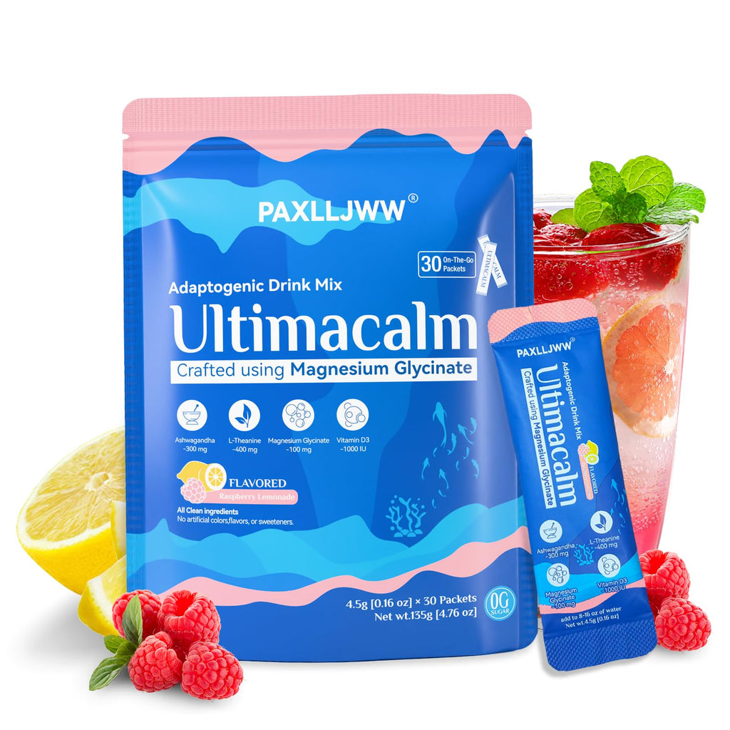 UltraCalm Raspberry Lemonade Sleep & Stress Drink – 30 Servings