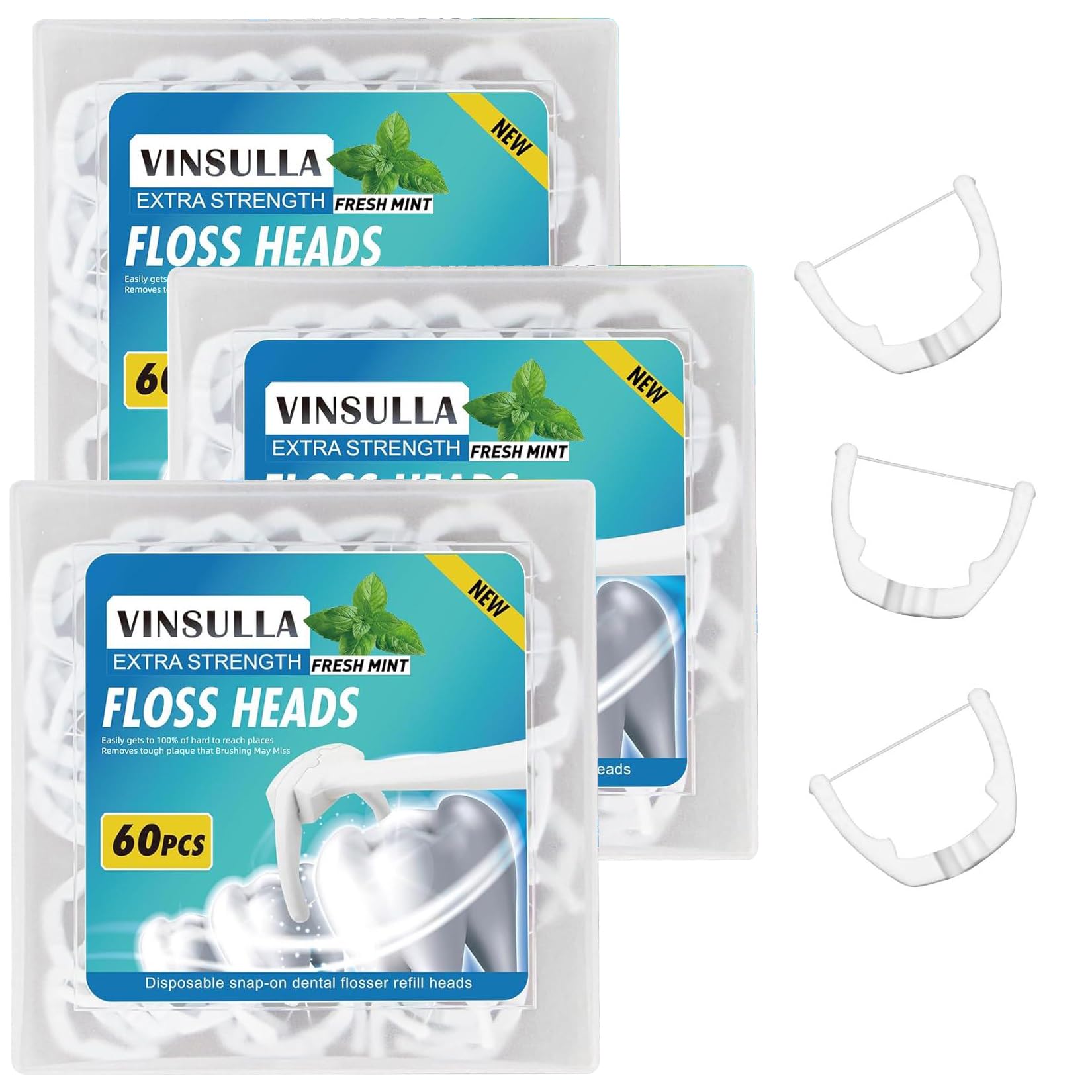 Ultraclean Access Flosser Refill Heads – Mint, 60 Count (Pack of 3) | Listerine Compatible