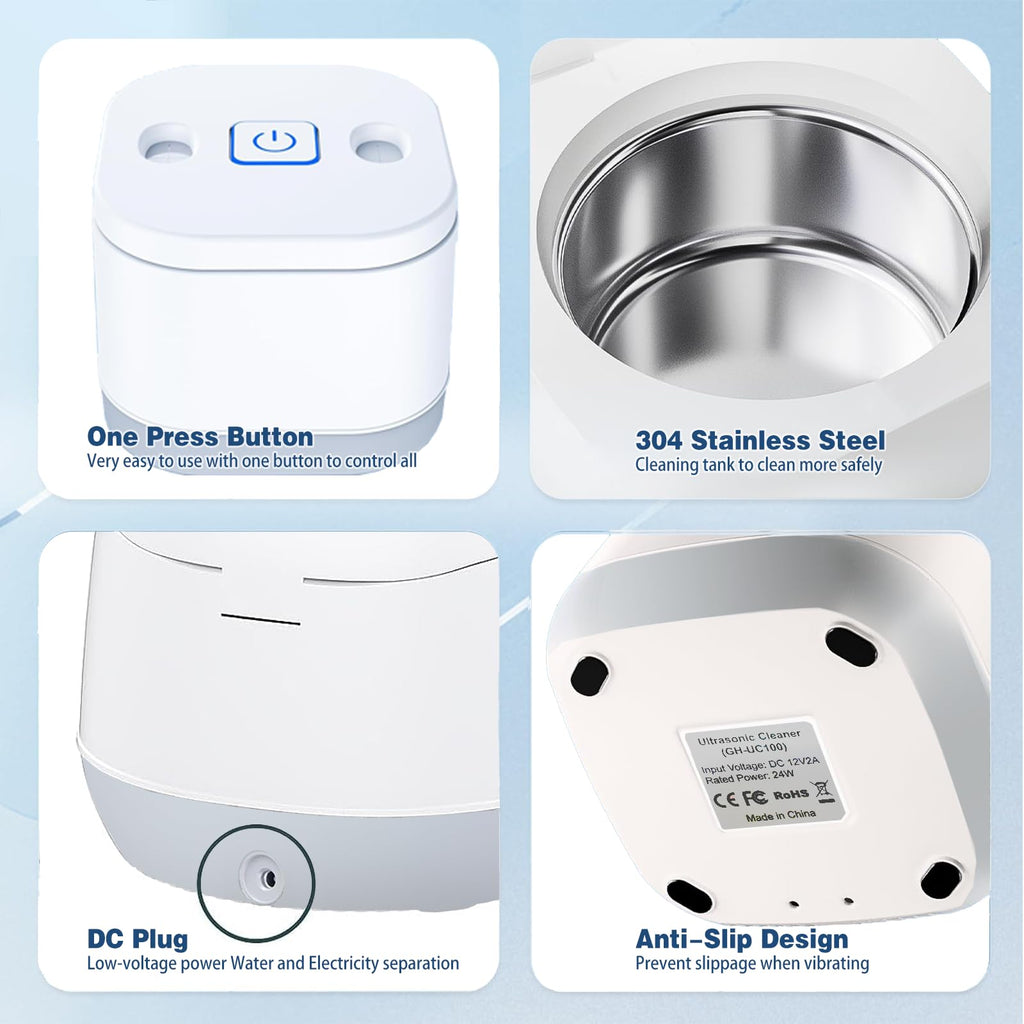 Ultrasonic U-V Retainer Cleaner – 45kHz, 200ml for Dentures & Aligners
