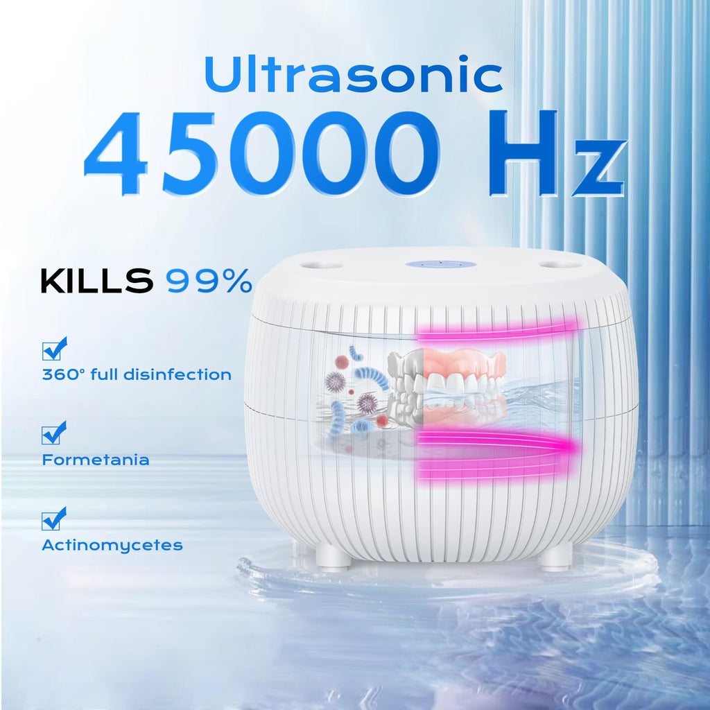 Ultrasonic Retainer Cleaner Machine – 45kHz 25W Portable 200ml for Dentures, Aligners, Mouth Guards & Jewelry