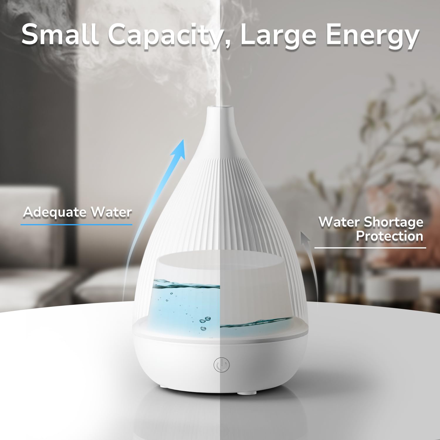 Ultrasonic Essential Oil Diffuser with Auto Shut-Off, Color-Changing Night Light – BPA-Free Portable Humidifier (White)
