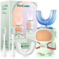 Ultrasonic Kid's U-Shaped Toothbrush | IPX7 Waterproof, 5 Modes, 60s Timer | Cartoon Astronaut, Green (Ages 2-6)