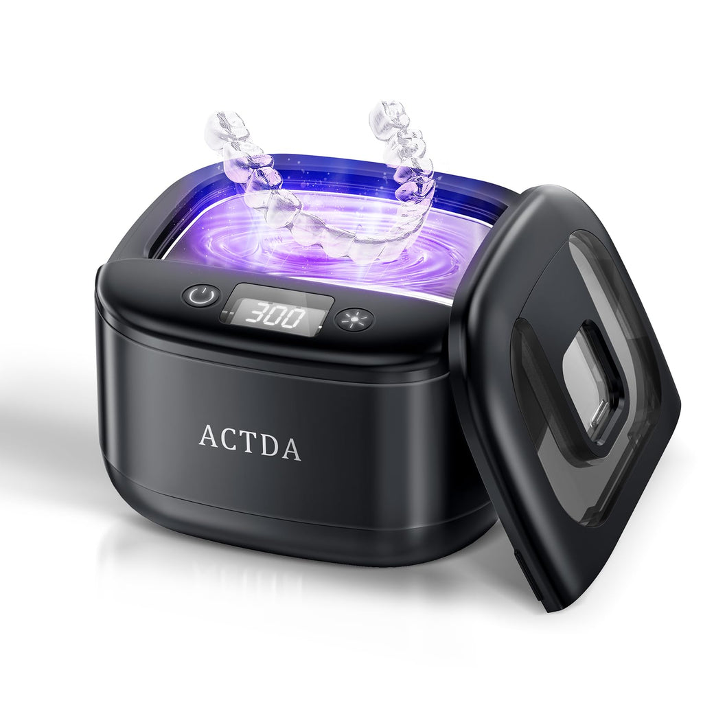 Ultrasonic Retainer Cleaner – Wireless Pro Sonic Dental Cleaning (Black)