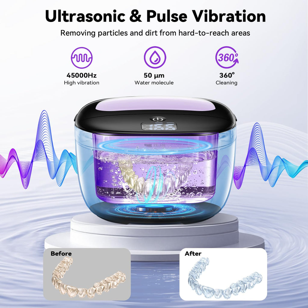 Ultrasonic Retainer Cleaner 45kHz | 150ML | 2 Modes | Travel Design