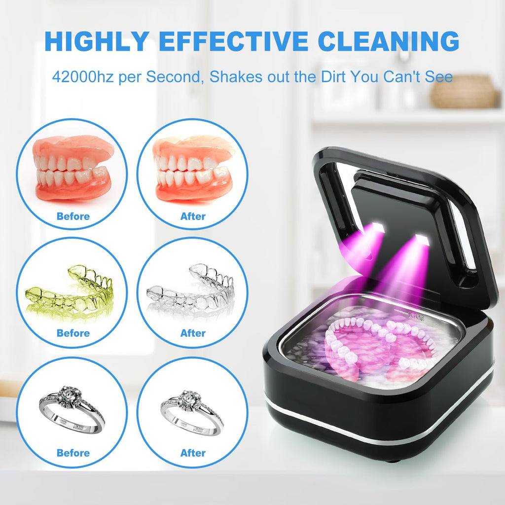 Ultrasonic Retainer Cleaner Machine – 42kHz 180ml Denture & Jewelry Cleaning