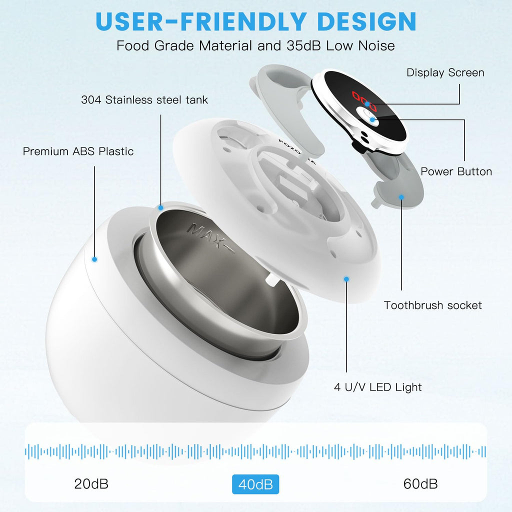 Ultrasonic Retainer Cleaner Machine – 45kHz, 4 Modes, 200ML Tank, UV Light, 25W