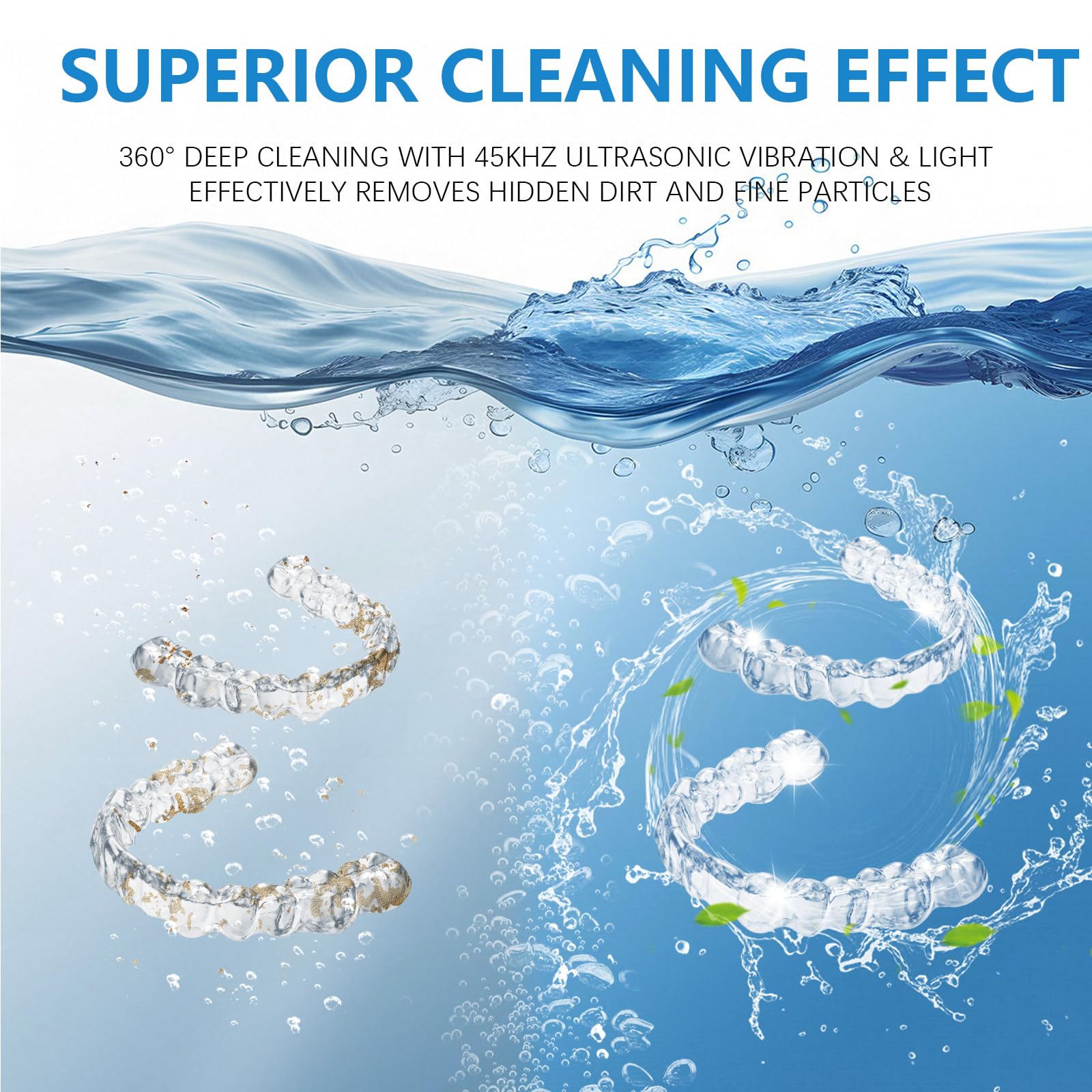 Ultrasonic Retainer Cleaner 45kHz – 200ml, 4 Modes, Digital Timer