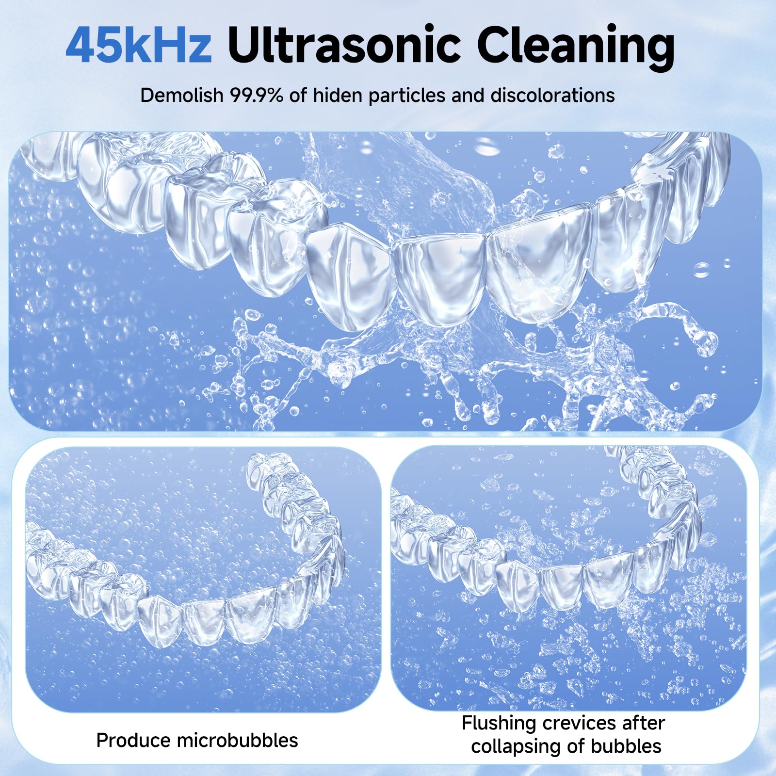Ultrasonic Retainer Cleaner Machine – 45kHz Cleaning for Dentures & Aligners