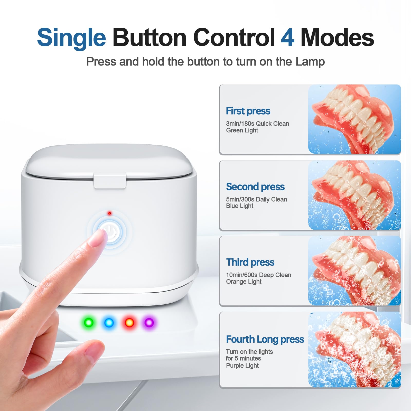 50kHz Ultrasonic Retainer Cleaner – 300mL Dental Cleaner for Aligners & Braces